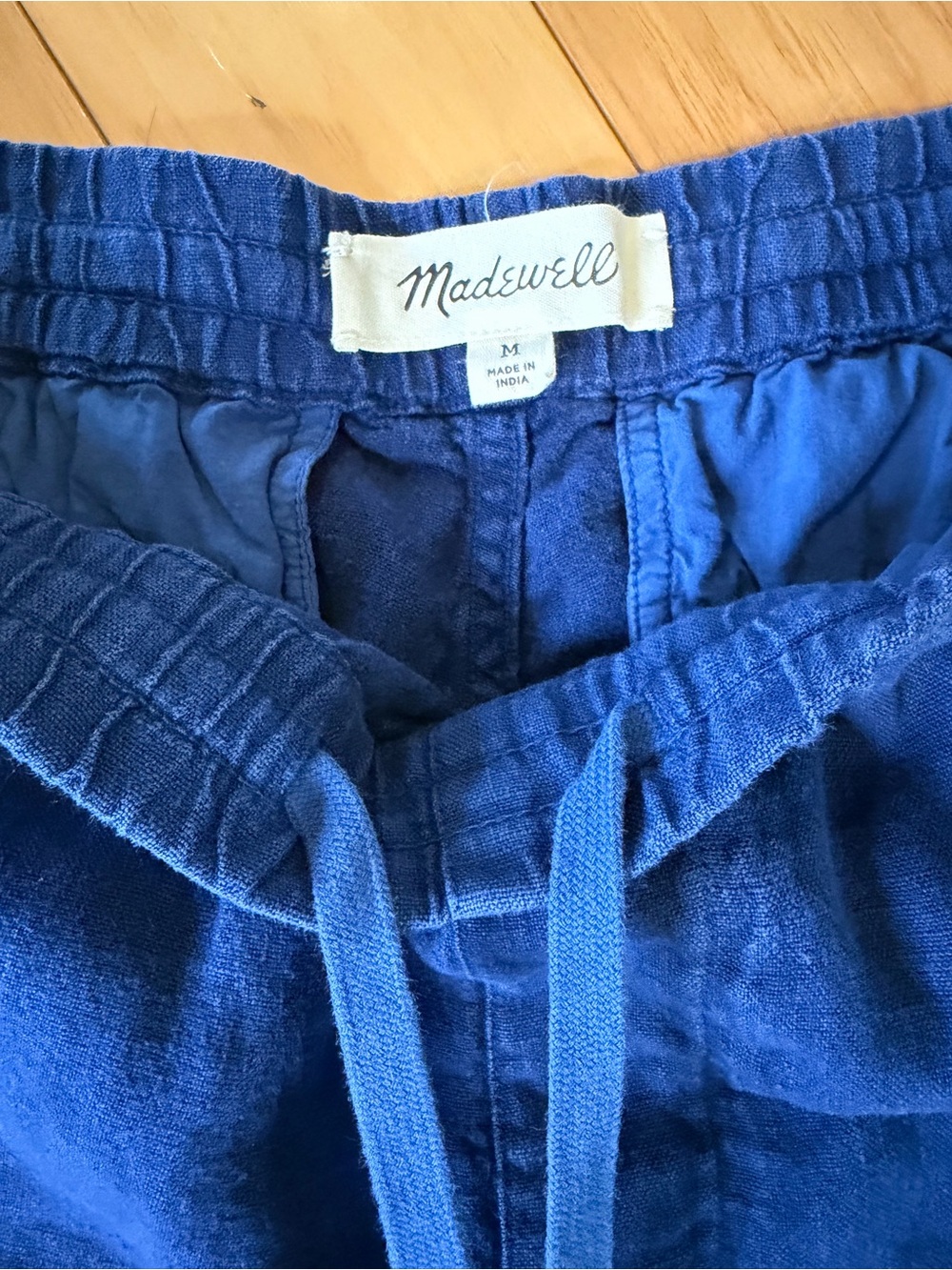 Madewell Men's Blue Elastic-Waist Casual Linen Draw-String Shorts - Picture 3 of 9